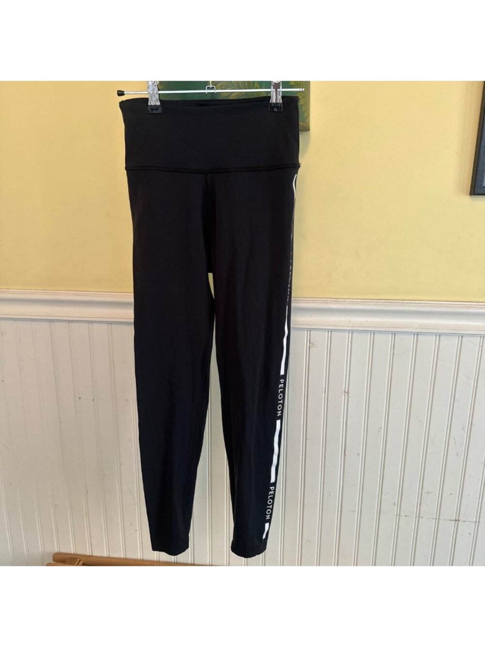 Peloton Womens Black High-Waist Leggings With Side Logo Print S